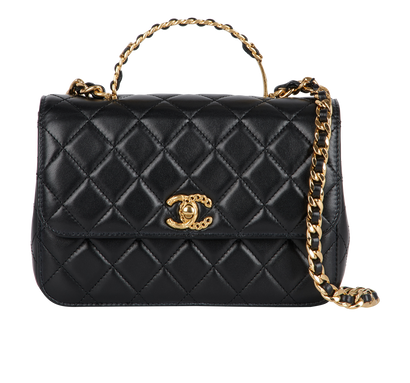 CC Top Handle Quilted Flap Bag, front view